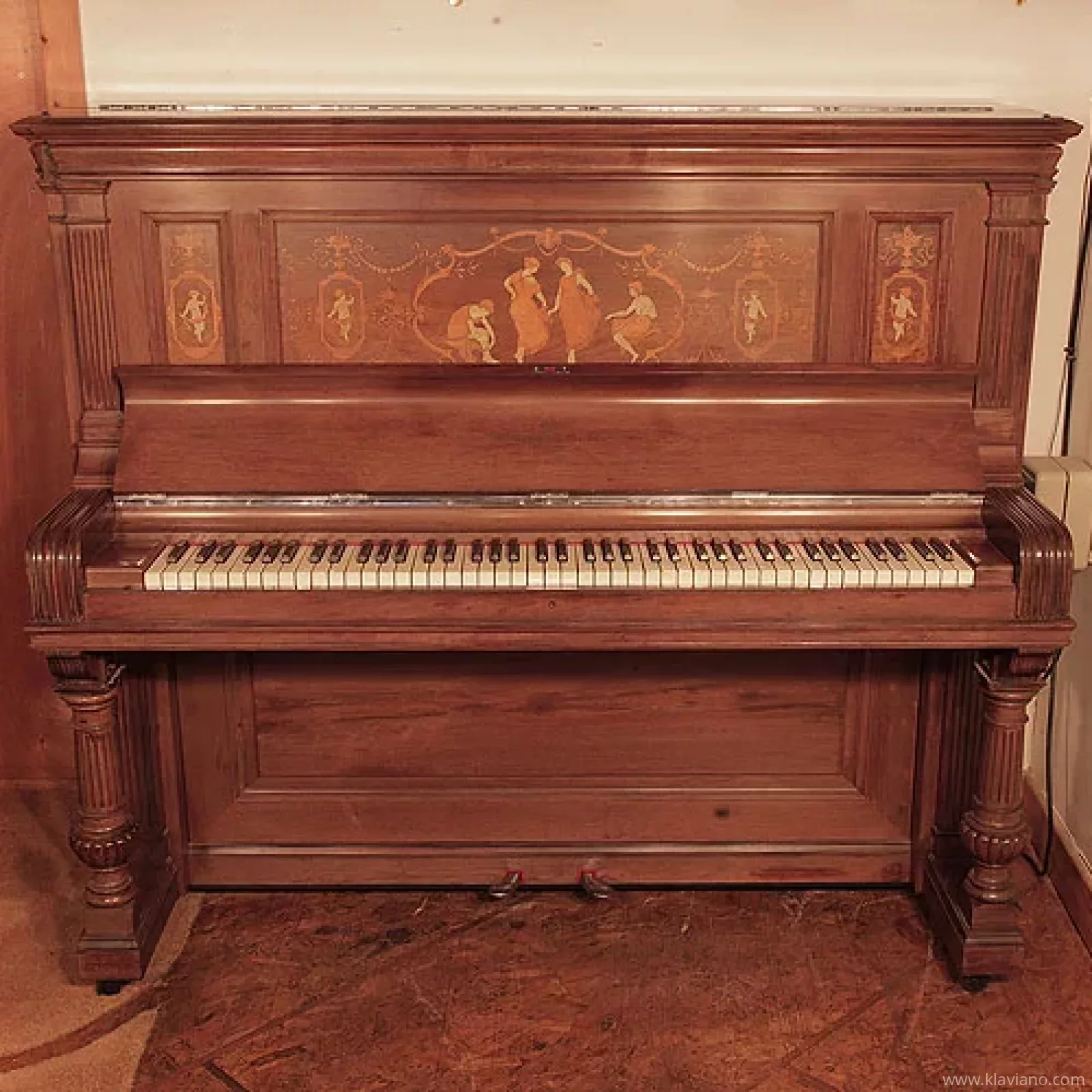 Victorian Steinway Upright inlaid with dancing figures 