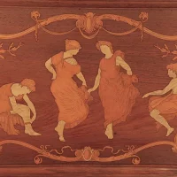 Victorian Steinway Upright inlaid with dancing figures 