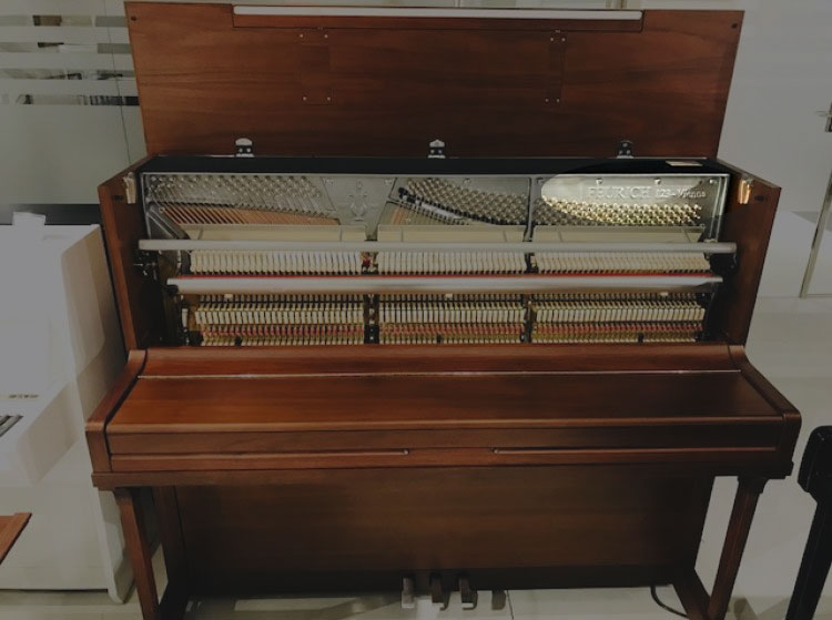 Model marking on the cast iron frame in the upright piano