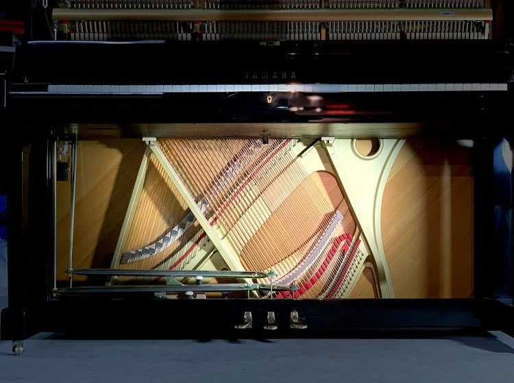 Wnętrze pianina – zdejmij górne i dolne drzwiczki